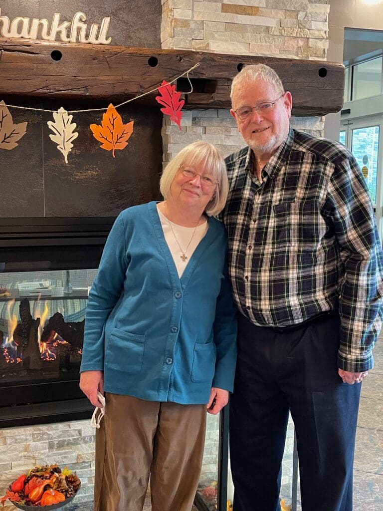 Sudie with Peter back to good health