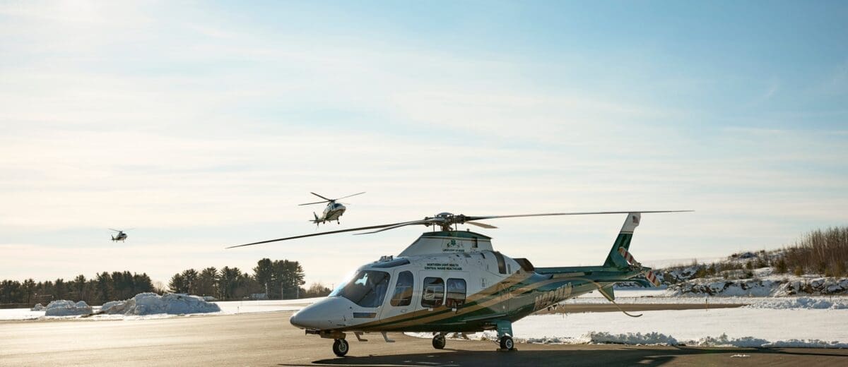 LifeFlight of Maine’s 3 new rotor wing aircraft fly in to "complete the fleet."