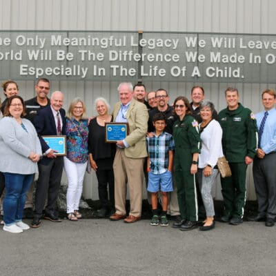 Tom Judge, Norm Dinerman, MD, and members of the LifeFlight of Maine team at the Maine EMS Governor’s Award Ceremony in Bangor, June 2023.
