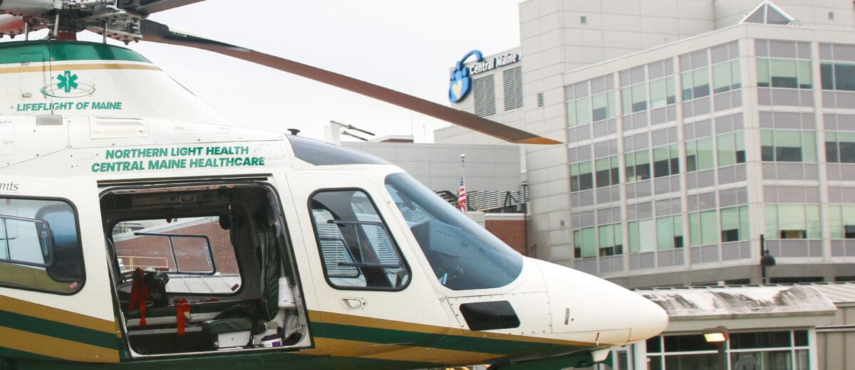 LifeFlight helicopter on CMMC helipad
