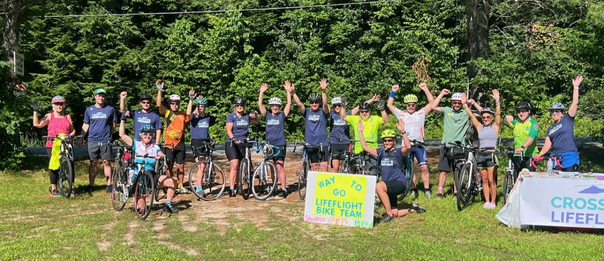 Cyclists prepare for their Cross for LifeFlight ride