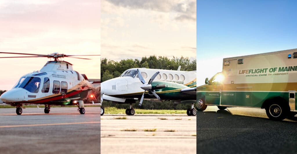 LifeFlight's helicopter, airplane, and ambulance.
