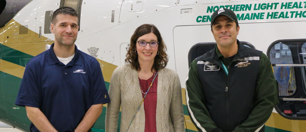 Hollye Lord with flight nurse Barrett Strout and rotor wing captain Mike Bonenfant.